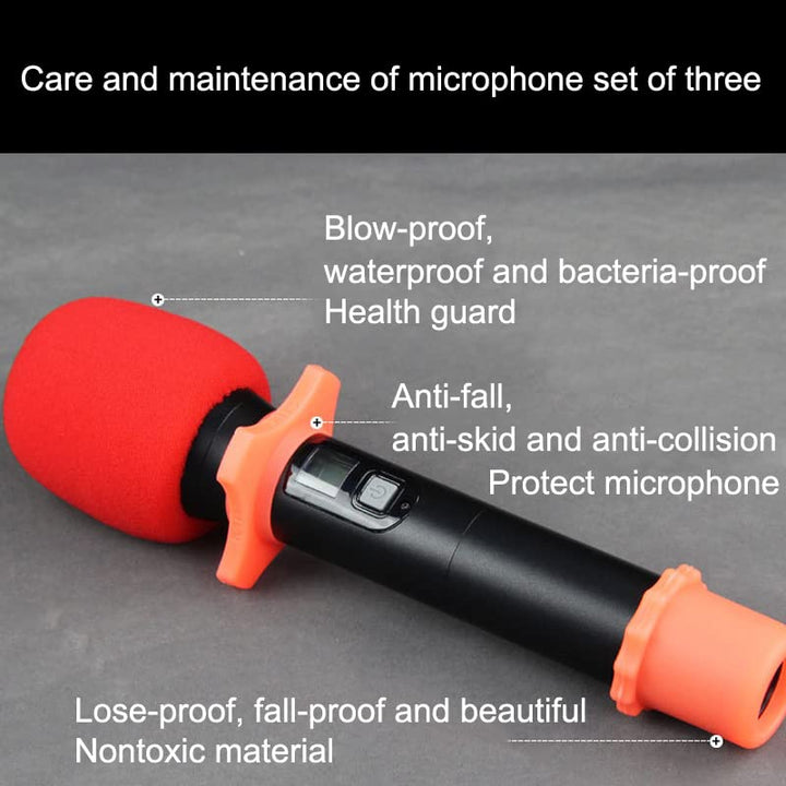 Shakeproof Anti-Rolling Wireless Handheld Microphone Mic Protection Silicone Ring &amp; Bottom Rod Sleeve Holder for KTV (Black)