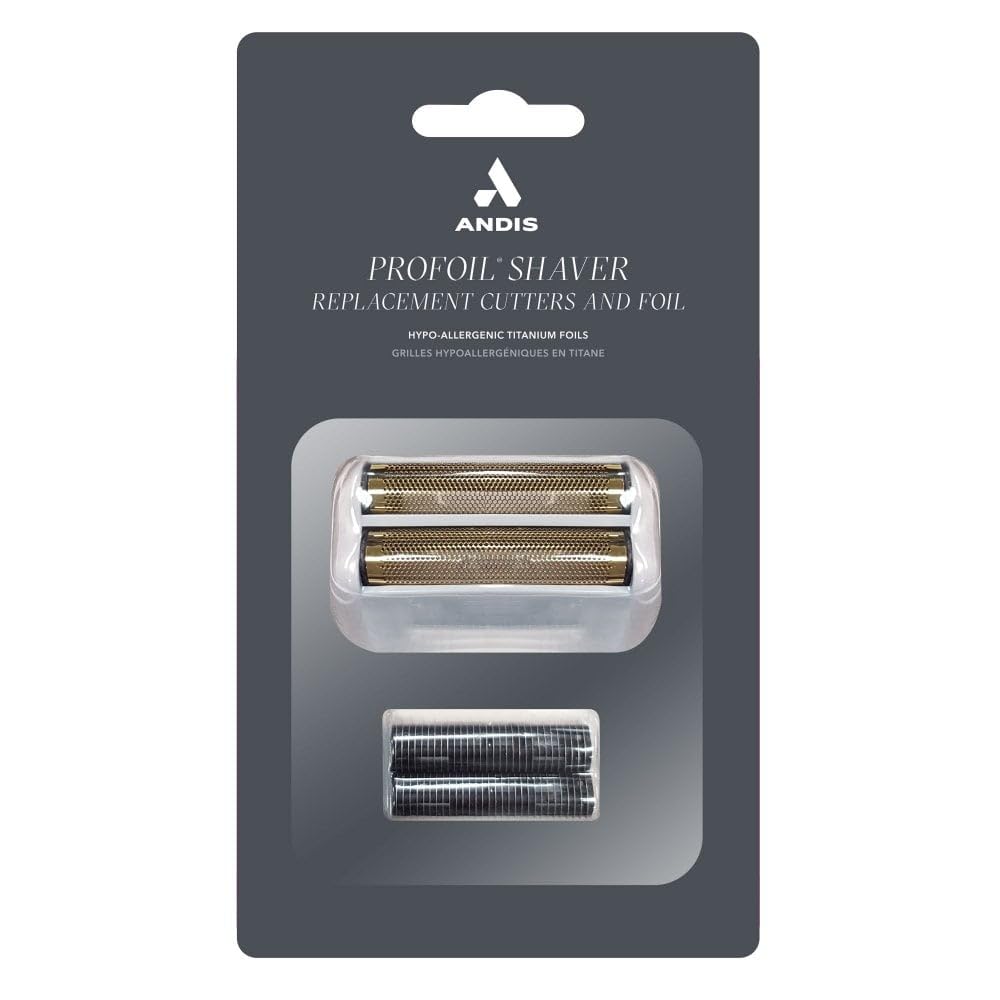 Andis 17155, Pro Shaver Replacement Foil & Cutter - Compatibles With Andis Models, Super Soft Gold Titanium Cutters - For Close Cutting, Smooth Shaving, No Bumps/Irritation, Zero Finish – Gray
