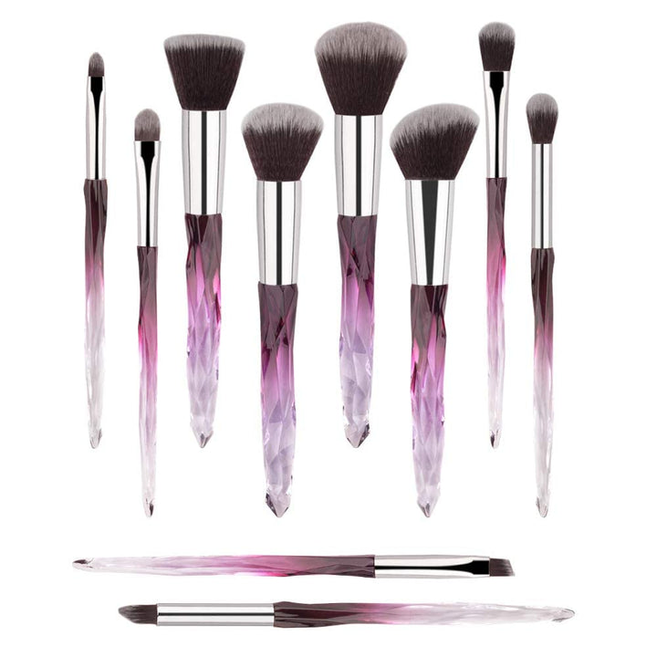 Make Up Brush Set 10 Piece, Professional Makeup Brushes with Soft Bristles Hair Purple Cosmetic Brushes Collection Special Plastic Handle Eye Brushes