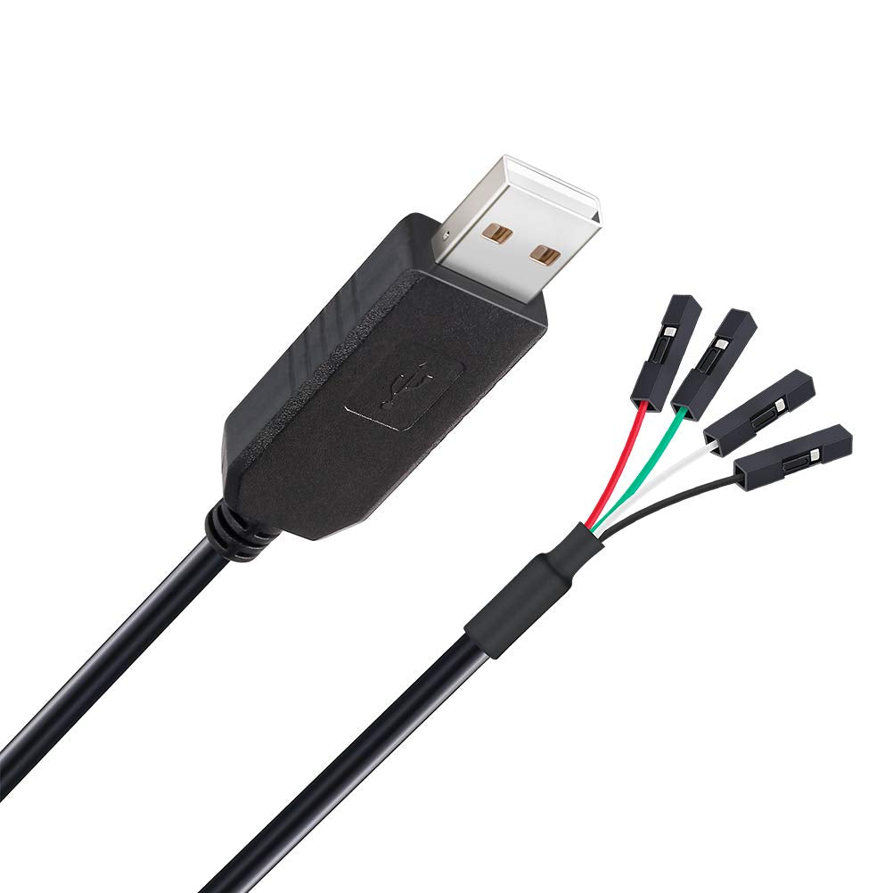 USB to TTL Serial 3.3V Adapter Cable TX RX Signal 4 Pin 0.1 inch Pitch Female Socket PL2303 Prolific Chip Windows 10 8 7 XP Vista (6ft, Black)