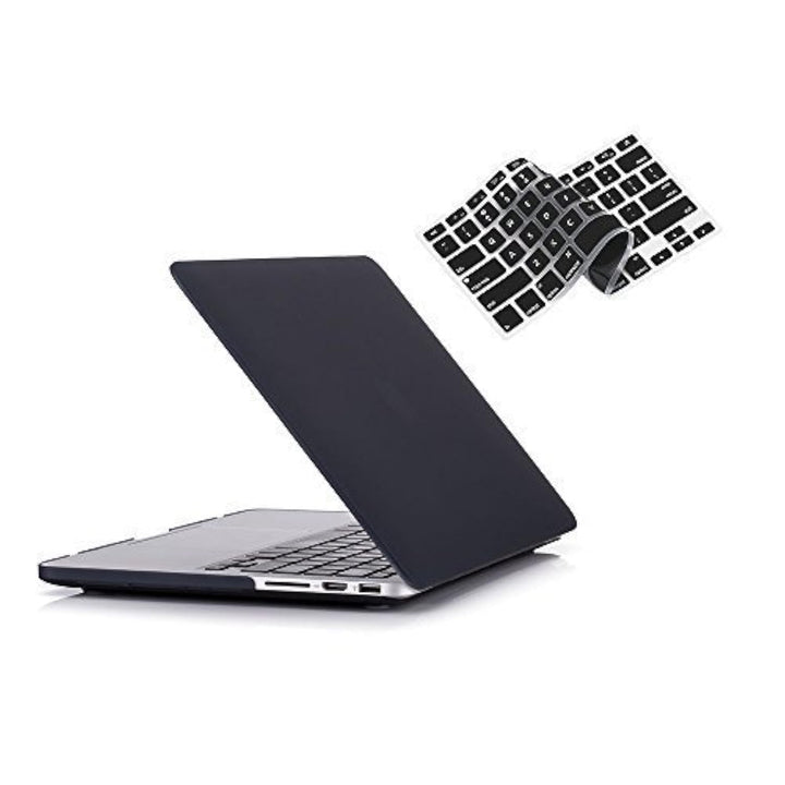 Case For MacBook Retina Pro 15 inch A1398 (2015-2012) , Plastic Smooth Matte Hard Case Shell with TPU Keyboard Cover, Black