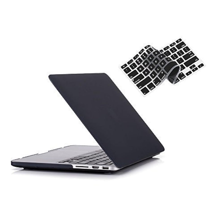 Case For MacBook Retina Pro 15 inch A1398 (2015-2012) , Plastic Smooth Matte Hard Case Shell with TPU Keyboard Cover, Black