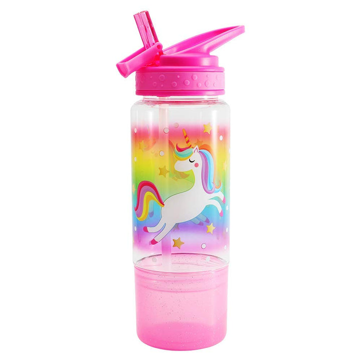 18oz Kids Water Drinking Sip Bottle - Tritan BPA Free, Flip Straw Lid, Easy Open, Lightweight, Snack Compartment, Leak-Proof Water Bottle with Cute Design For Girls &amp; Boys - Unicorn