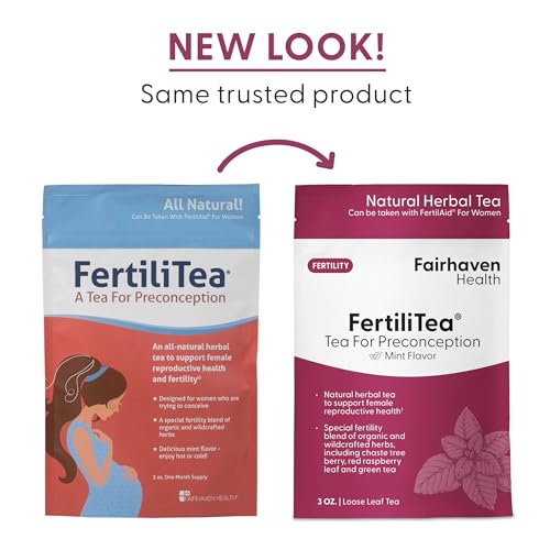 FertiliTea | Organic Fertility Tea for Women to Support Reproductive Health* | Prenatal Herbal Tea to Support Menstrual Cycle &amp; Hormone Balance* | Contains Vitex | Mint | 60 Servings