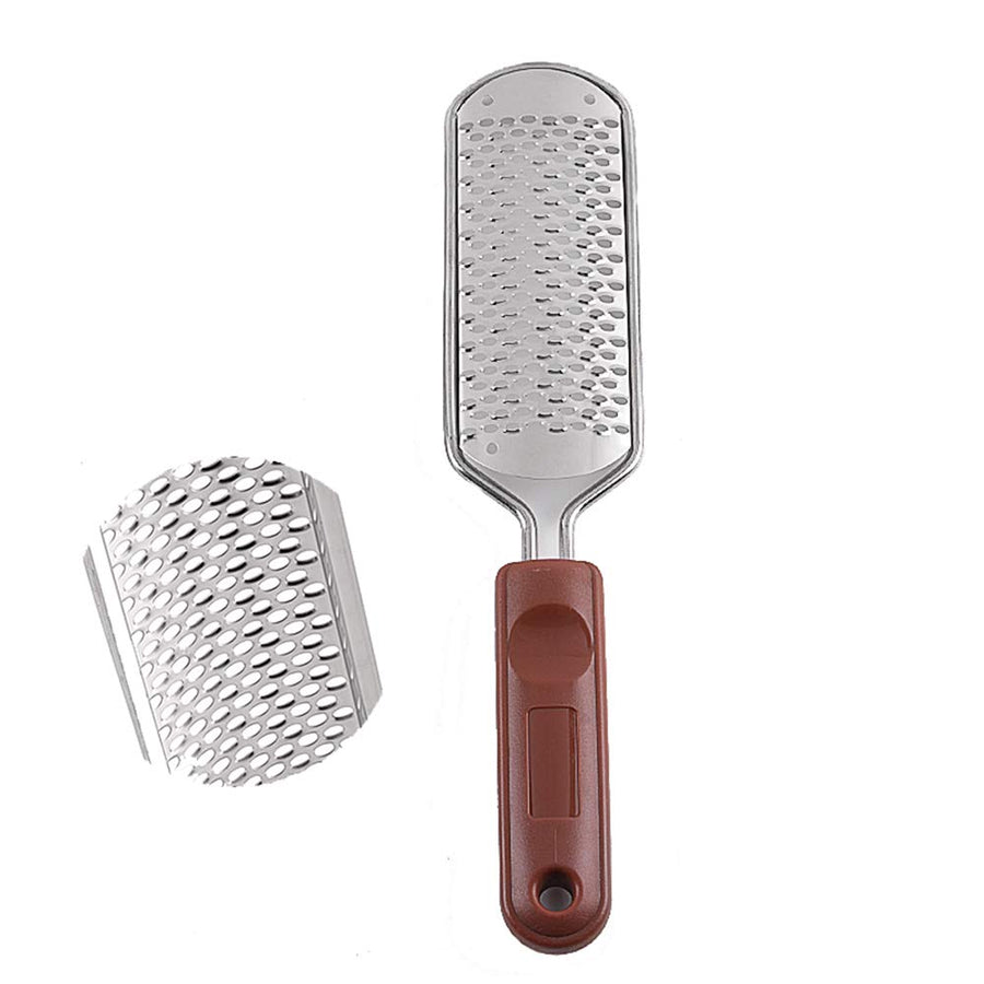 Foot File Colossal Foot Rasp Stainless Steel Pedicure Metal Surface Foot Care Tool,Foot Rasp Eliminate Feet Cracked Dead Thick Dry Hard Skin 28CM (Brown&11.2)