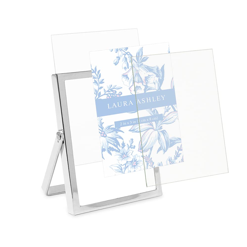 2x3 Silver Flat Metal Picture Frame (Vertical) with Pull-Out Easel Stand, Made for Tabletop, Counterspace, Shelf and Desk (2x3, Silver)