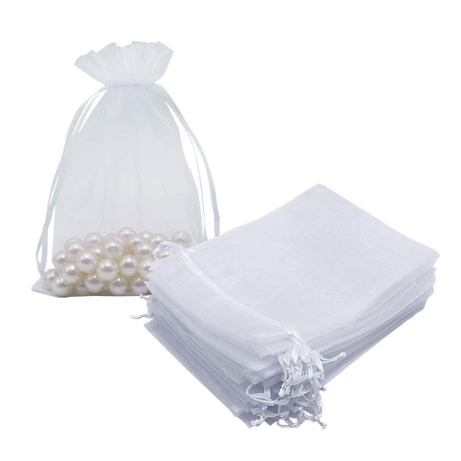 HRX Package White Organza Gift Bags 5x7 inch 100pcs, Me