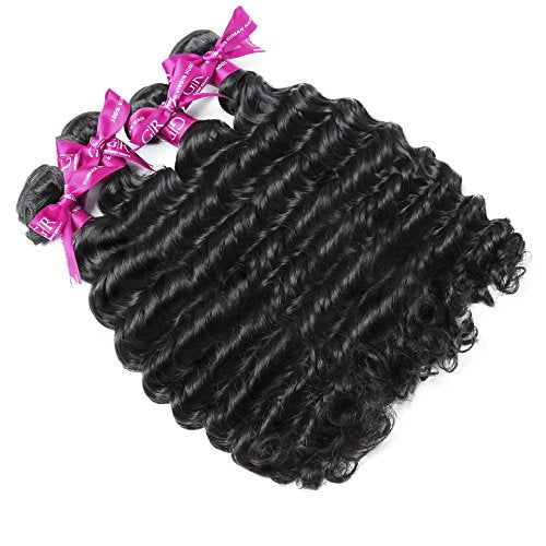 16, GR-Peruvian hair-Deep wave : Beauty Grade 6A 100% Unprocessed Peruvian Virgin Human Hair Deep Wave Remy Hair Weave Deep Curly 1 Bundle Natural Black 16