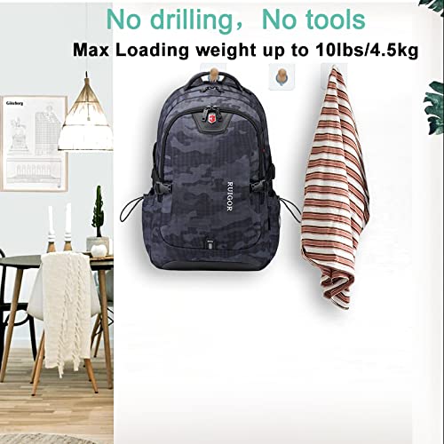 Adhesive Hat Hooks for Wall Hat Hanger Decorative Cap Holder Extended Wooden Pegs Towel Hooks for Door Bathroom Closet Cabinet Entryway Wardrobe-8 Pack