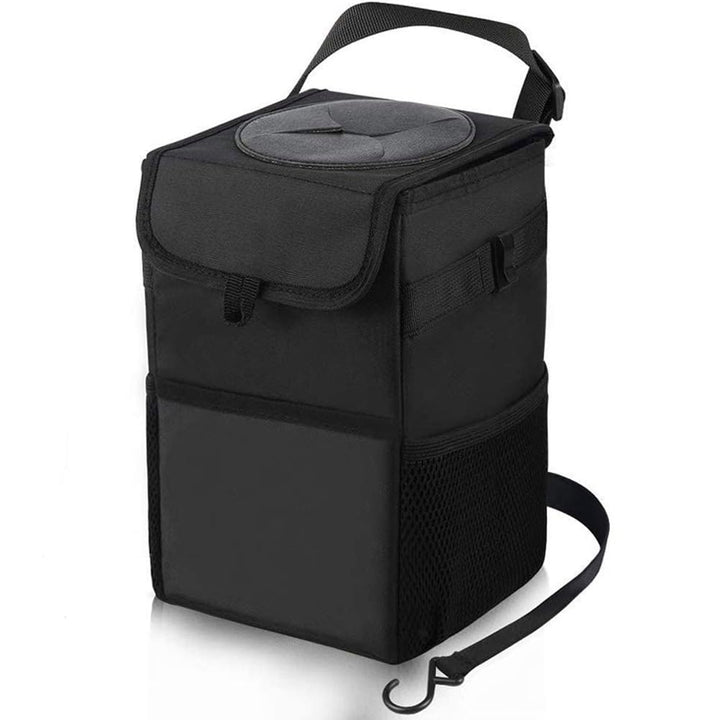 Car Trash Can with Lid and Storage Pockets, 100% Leak-Proof Car Organizer, Waterproof Car Garbage Can, Multipurpose Trash Bin for Car