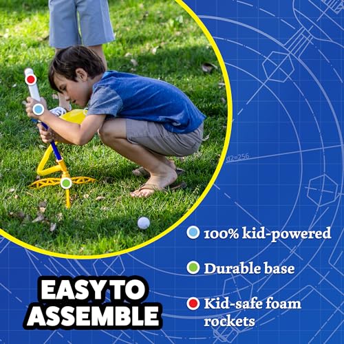 Jr Glow Rocket Launcher for Kids - 4 Glow-in-The-Dark Rockets - Outdoor Fun Toy Gift for Boys &amp; Girls - STEM Soft Foam Blaster Set Soars Up to 100 Feet - Ages 3 &amp; Up