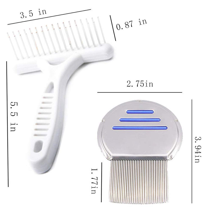 Qtopun Nits Free Lice Comb, Set of 6 Stainless Steel Lo