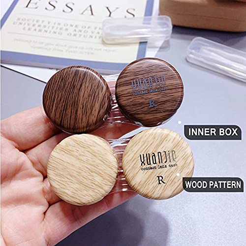 Caruncoo CARUNCOO Wood Grain Contact Lens Case Compact 