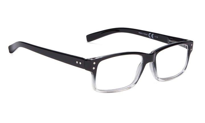 BLUELESS Vintage Reading Glasses Men Women(Black/Clear,+1.25)