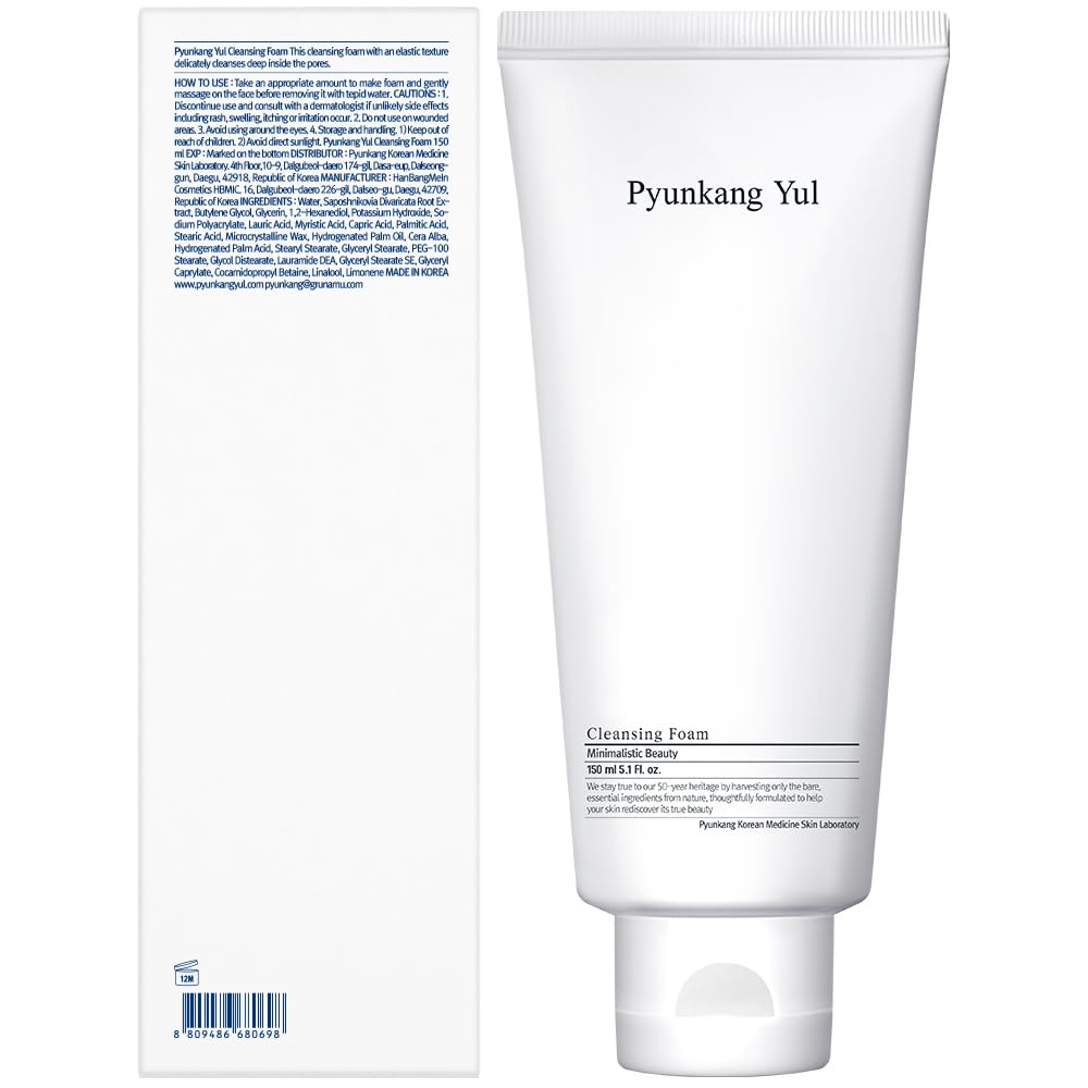 PYUNKANG YUL Cleansing Foam - Korean Facial Wash for All Skin Types - Zero-irritation Face Washer extracted from Coconut - Moisturized Skin &amp; Creating Moisture Barrier after Cleansing - 5.1 Fl. Oz