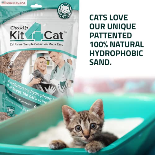 2lb Hydrophobic Cat Litter for Urine Collection, Hydrophobic Sand Urine Collection Litter Kit I Collect cat Urine Sample for Test (3 x 11oz Bags)
