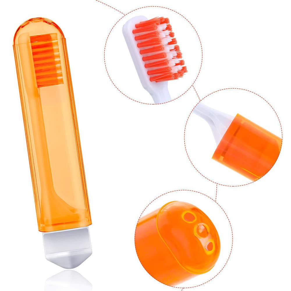 Qtopun 6 Packs Travel Toothbrushes with Cover, 4 Packs 