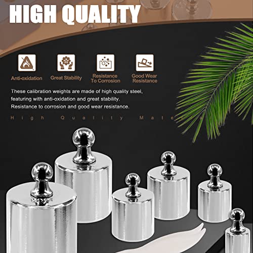 7Pcs 5 Sizes 5g 10g 20g 50g 100g Precision Steel Scale Calibration Weight Kit Test Weights Kits with Tweezers for Jewellery Scale and Digital Balance Scale Laboratory