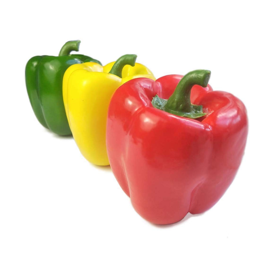 Artificial Vegetables Decor Bell Peppers Fake Vegetables Fruits for Decoration Rustic Farmhouse Party Table Centrepieces, Red Green Yellow Bell Peppers 3 Pcs