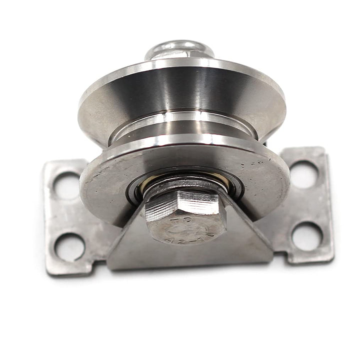 Stainless Steel 2 Sliding Gate V Groove Roller Bearings Pulley Wheels for Track Rail Sliding Sate Gym Pulley System with Bracket, Capacity 660 lb