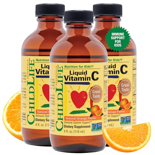 Liquid Vitamin C - Pure Vitamin C Liquid, Vitamin C for Kids, Liquid Supplement, Immune System Support, Great Taste - Natural Orange, 4 Fl Oz (Pack of 3)