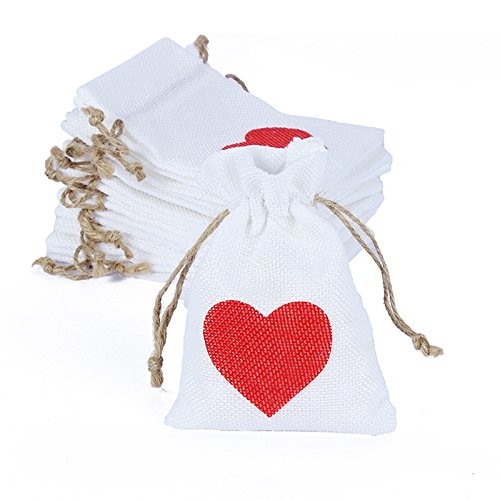 Syruix 24pcs/Pack 10x14cm Natural Burlap Jute Bag Red H