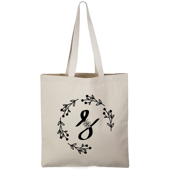 Personalized Initial Canvas Tote Bag, Sturdy Gift Tote Bags for Women (S)