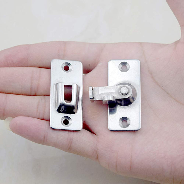 Door Hasp Latch 90 Degree, Stainless Steel Safety Angle Locking Latch for Push/Sliding/Barn Door, Satin Nickel