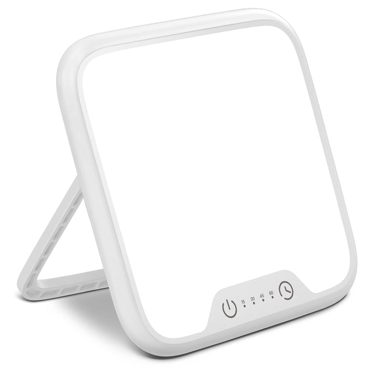 Light Therapy Lamp, Ultra-Thin UV-Free 10000 Lux Therapy Light, Touch Control with Stepless Brightness Levels and 4 Timer Function, Memory Function, 90°Rotatable Stand for a Happy Life