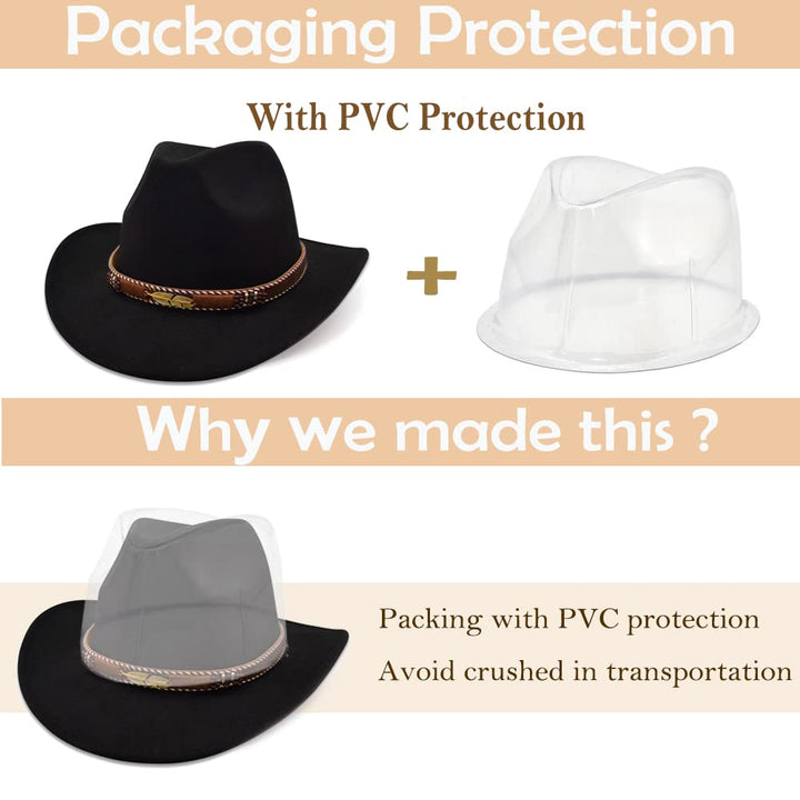 HUDANHUWEI Western Cowboy Hat Wide Brim Outdoor Fedora 