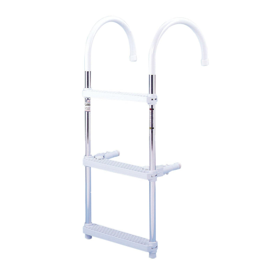 DotLine Boat Aluminum 3 Step Ladder 11 Hooks Center to Center for Gunwales 10 or Less