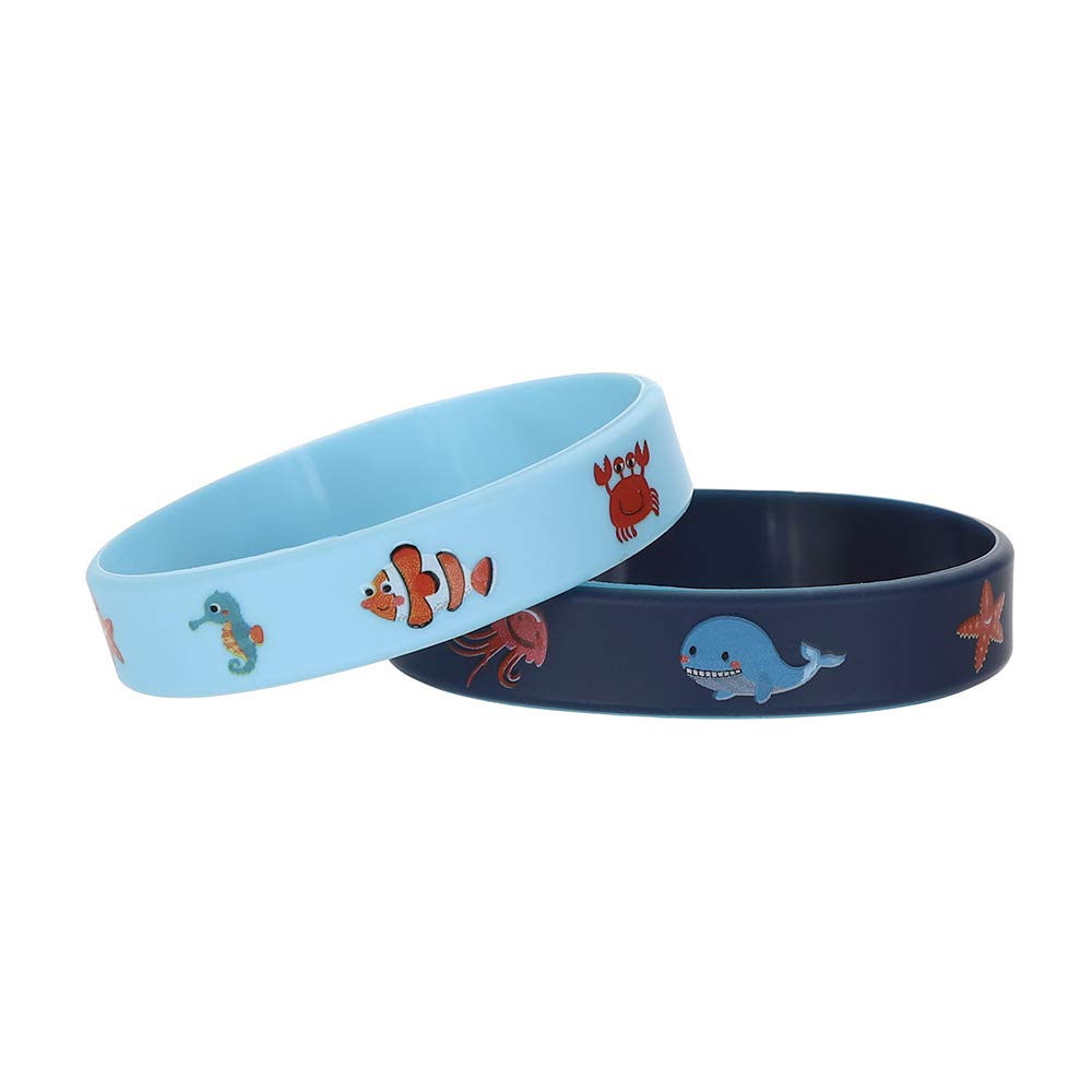 24 Pack Under the Sea Silicone Wristbands Bracelets, Ocean Life Animal Birthday Decoration Party Favors for Kids