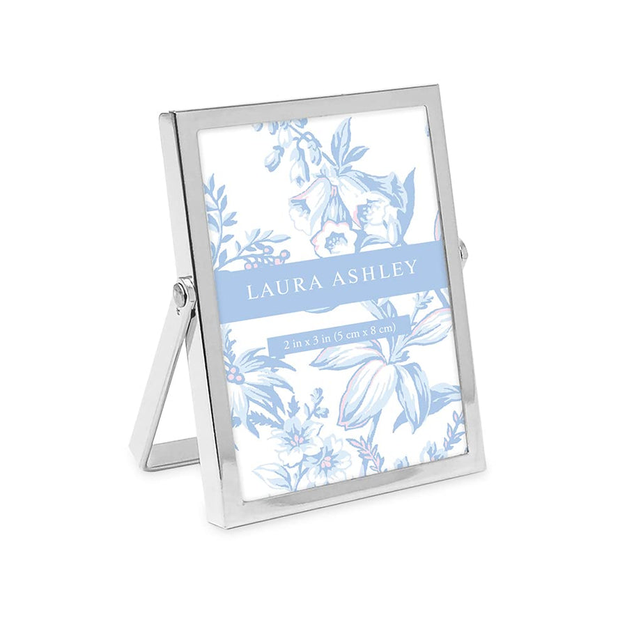 2x3 Silver Flat Metal Picture Frame (Vertical) with Pull-Out Easel Stand, Made for Tabletop, Counterspace, Shelf and Desk (2x3, Silver)