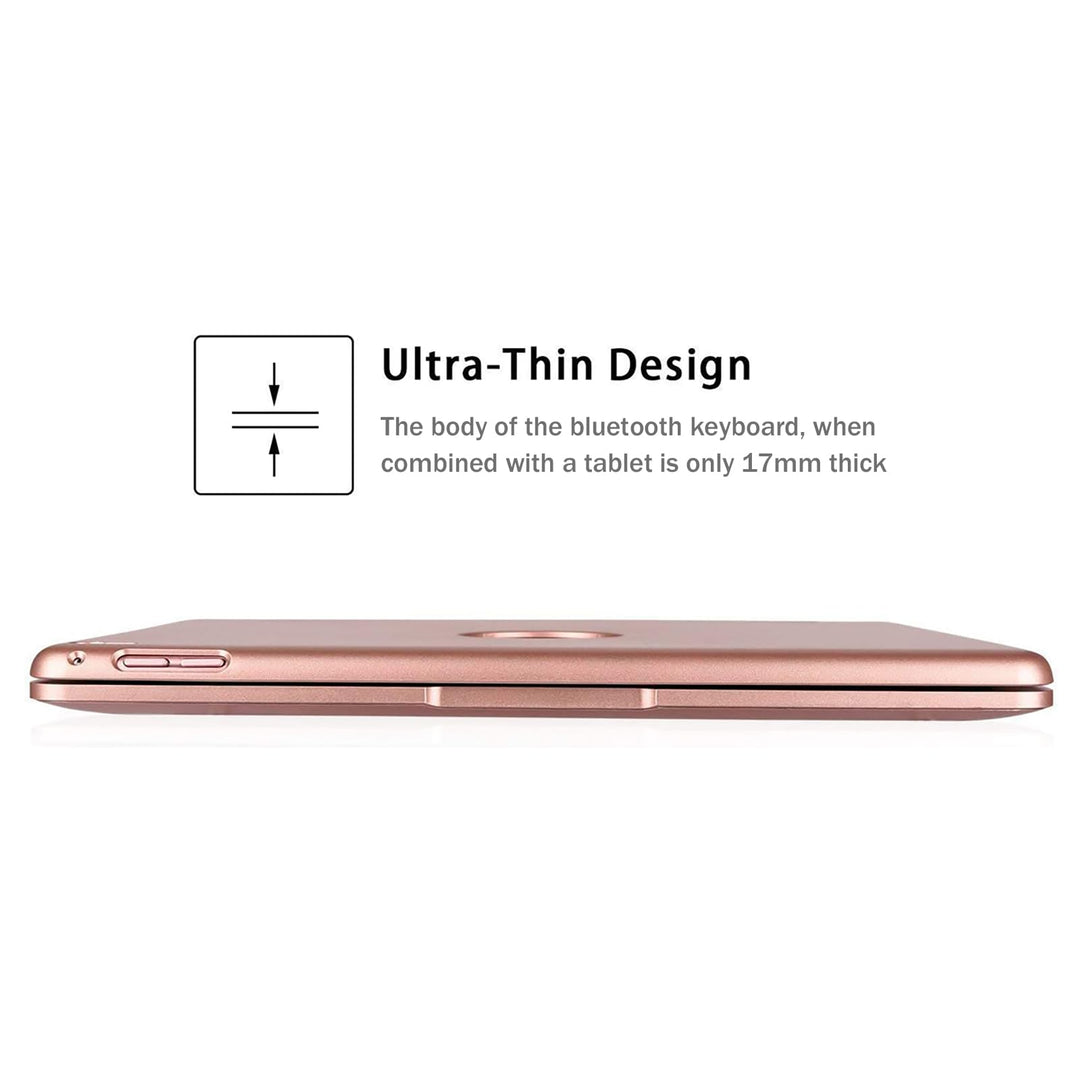 iPad Keyboard Case for iPad Pro 9.7 inch, 2018 iPad 6th Gen, 2017 iPad 5th Gen, iPad Air 2 &amp; 1 case with Keyboard, 130° Smart Folio Hard Back Cover, Ultra Slim, Auto Wake and Sleep - Rose Gold