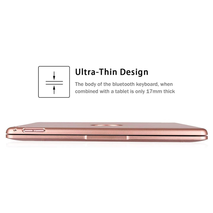 iPad Keyboard Case for iPad Pro 9.7 inch, 2018 iPad 6th Gen, 2017 iPad 5th Gen, iPad Air 2 &amp; 1 case with Keyboard, 130° Smart Folio Hard Back Cover, Ultra Slim, Auto Wake and Sleep - Rose Gold