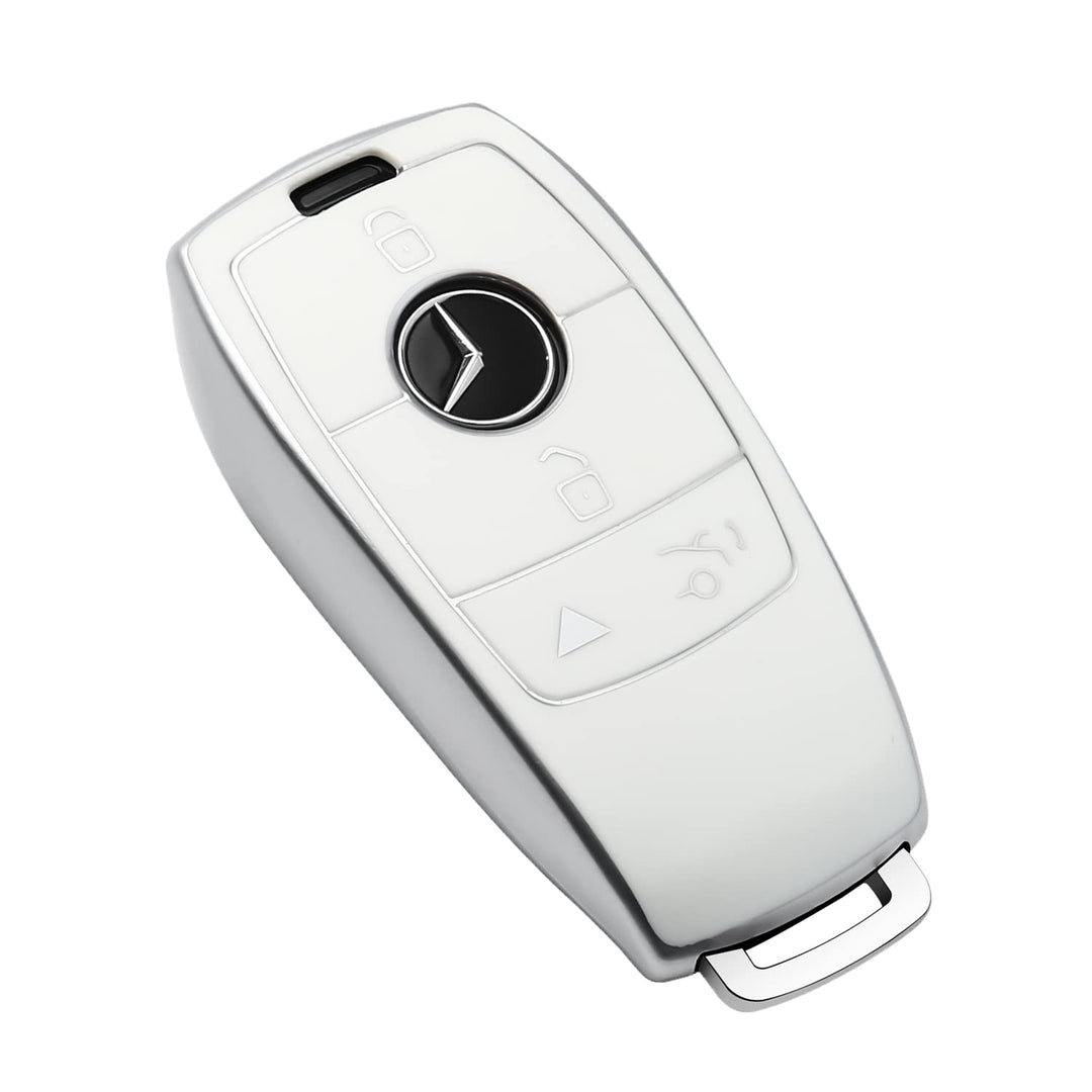 for Mercedes Benz Key fob Cover,Special Soft TPU Key Case Protector Compatible with Mercedes Benz 2017-2021 E-Class 2018-2021 S-Class 2019-2021 A-Class C-Class G-Class-White
