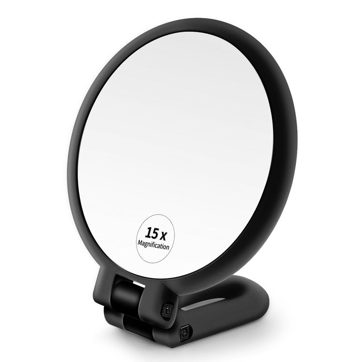 15X Magnifying Mirror, Hand Held Mirror, Double Side Small Makeup Mirror with 1X 15X Magnification, Adjustable Handle/Stand Travel Mirror, Compact Magnified Mirror for Girl Woman Face Eyes Makeup