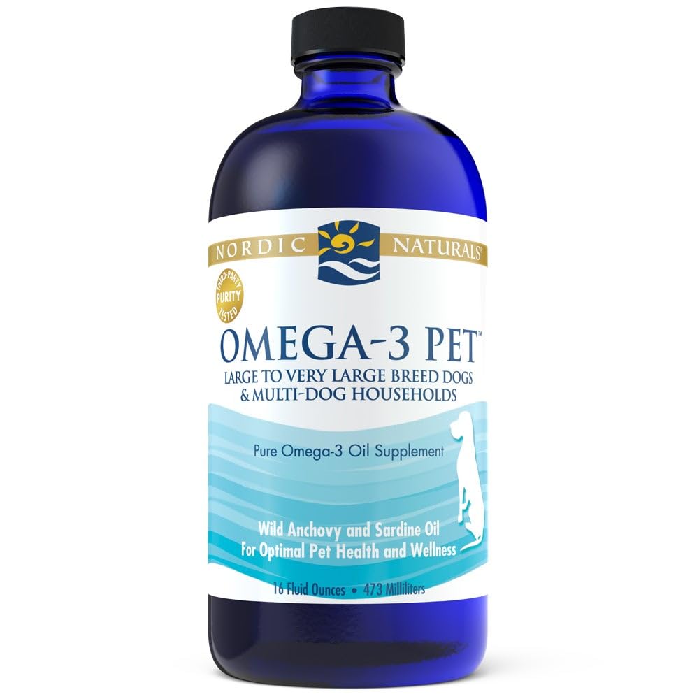 Omega-3 Pet, Unflavored - 16 oz - 1518 mg Omega-3 Per Teaspoon - Fish Oil for Large to Very Large Dogs with EPA &amp; DHA - Promotes Heart, Skin, Coat, Joint, &amp; Immune Health