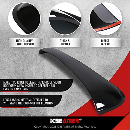[Upgraded 2024] 37.8 980mm Sunroof Wind Deflector,Universal Fit Tinted Moonroof Visor for Deflecting Noise, Rain and Windy Weather, Car Accessories Sun Shade Dark Smoke Smooth/Waterproof