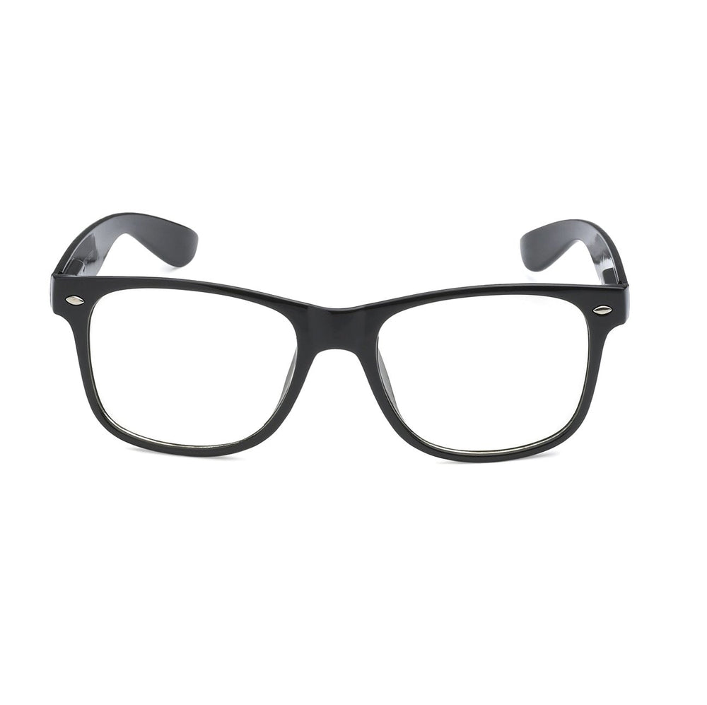 Retro Nerd Geek Oversized Black Framed Spring Temple Clear Lens Eye Glasses
