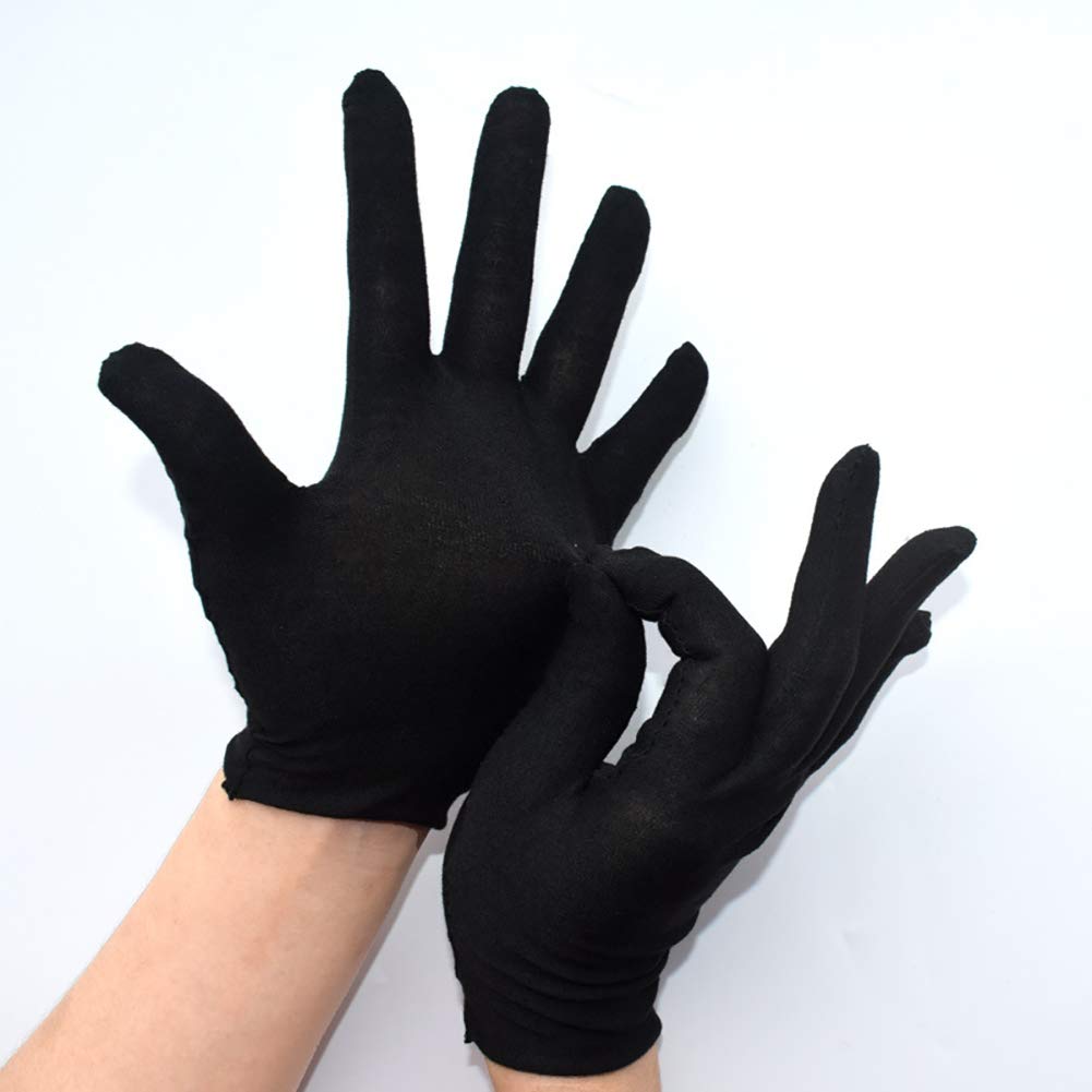 6 Pairs Black Cotton Gloves Work Gloves Coin Gloves Jewelry Inspection Gloves for Women Men