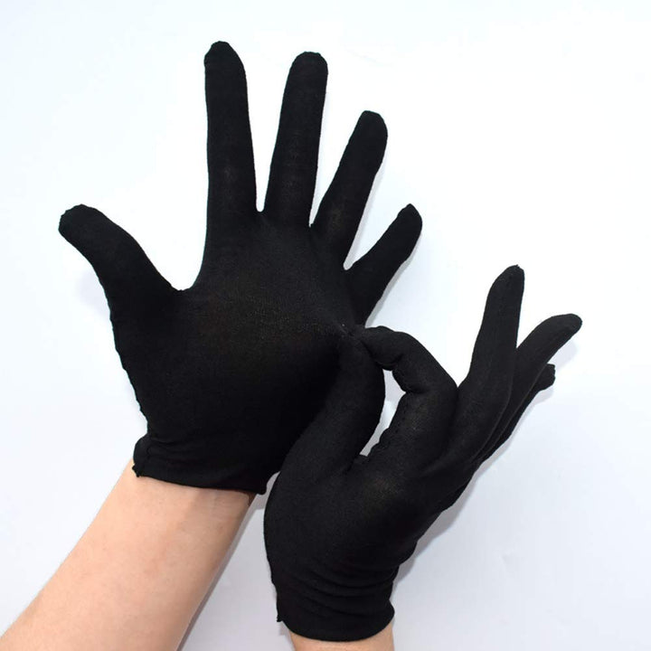 6 Pairs Black Cotton Gloves Work Gloves Coin Gloves Jewelry Inspection Gloves for Women Men