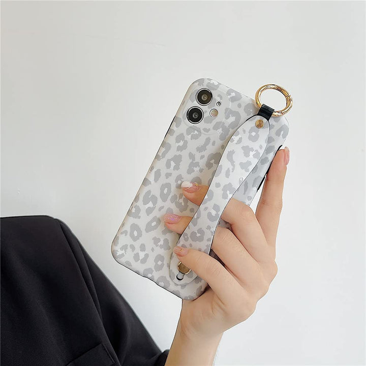 for iPhone 11 6.1 Case Fashion Leopard Pattern Hand Wrist Strap Stand Bracelet Phone Case with Camera Protection Cover Shockproof Special Hang Chain for iPhone 11 Cases (for iPhone 11 6.1)