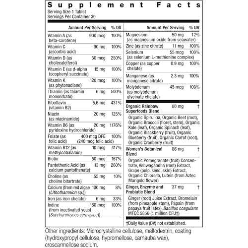 Multivitamin for Women, Vitamin C, D &amp; Zinc, Probiotics, Women’s One Multivitamin Provides High Potency Immune Support, Non-GMO, Vegetarian, 90 Tablets