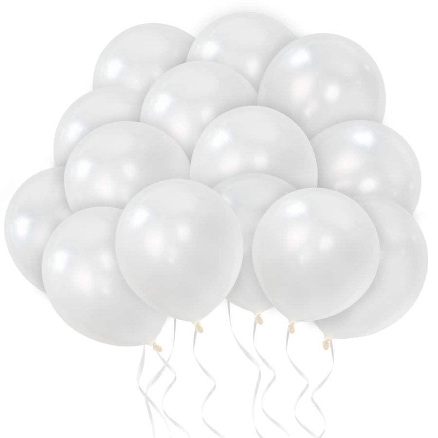 50 Pack Pearl White Balloons 12 Inch(Thicken 3.2g/pcs) Round Helium Pearlized Balloons for Wedding Birthday Christmas Party Decoration (White)