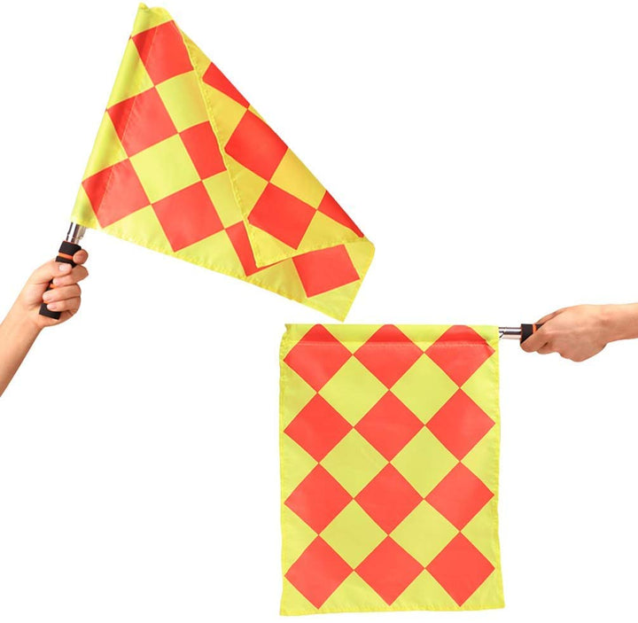 Football Soccer Linesman Referee Flags,Metal Pole Foam Handle with Carrying Tote (Soccer Referee Flags)
