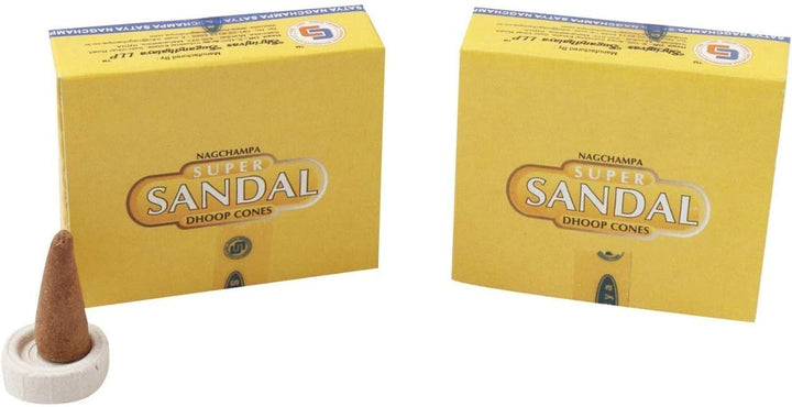 Nag Champa Super Sandal Incense Dhoop Cones, Pair of 12 Cone Boxes - (IN15)