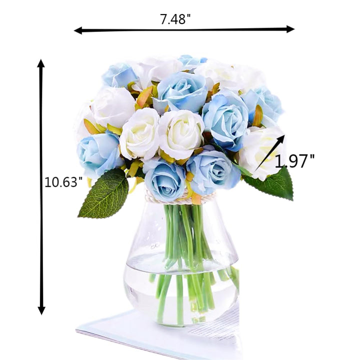 Artificial Roses Flowers 12 Heads Arrangement Silk Bouquet for Home Office Parties Bridal and Wedding Decoration (Orange)