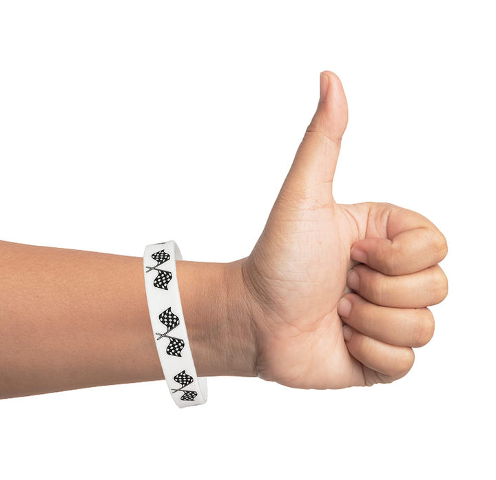 48 Racing Car Themed Party Rubber Bracelets Race Car Racing Checkered Flag Baby Shower Birthday Party Favors Supplies Decorations Goodie Bag Favor Stuffers Silicone Wristbands
