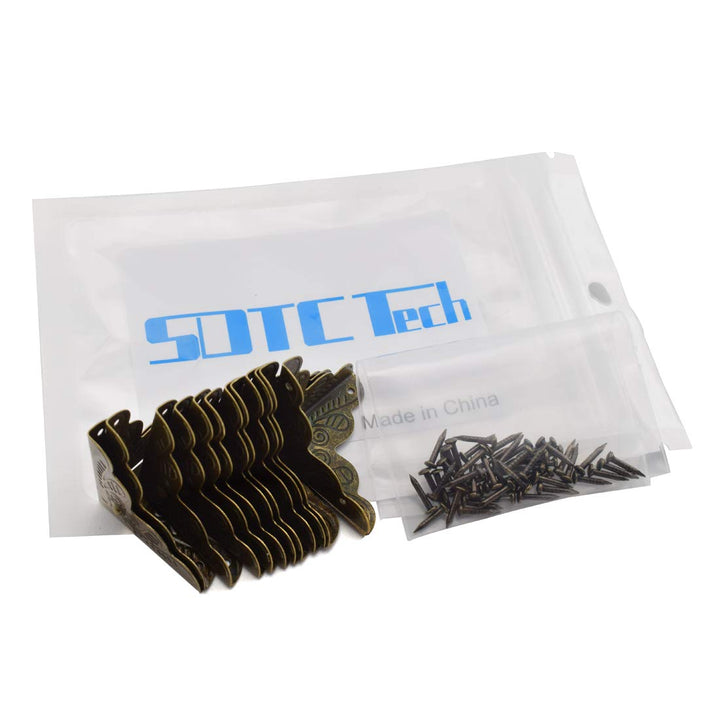 12 Pack Furniture Corner Protector 1 x 1 Antique Bronze Triangle Edge Decorative Metal Corner Guard for Storage Box Jewelry Case Cabinet Coffee Table Wooden Chest etc.